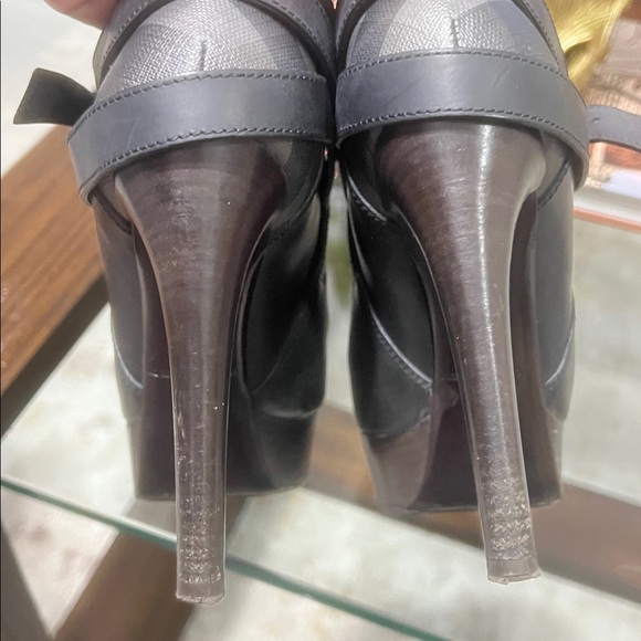 Burberry Black Classic Check Leather Platform Ankle Boots - Picture 6 of 14